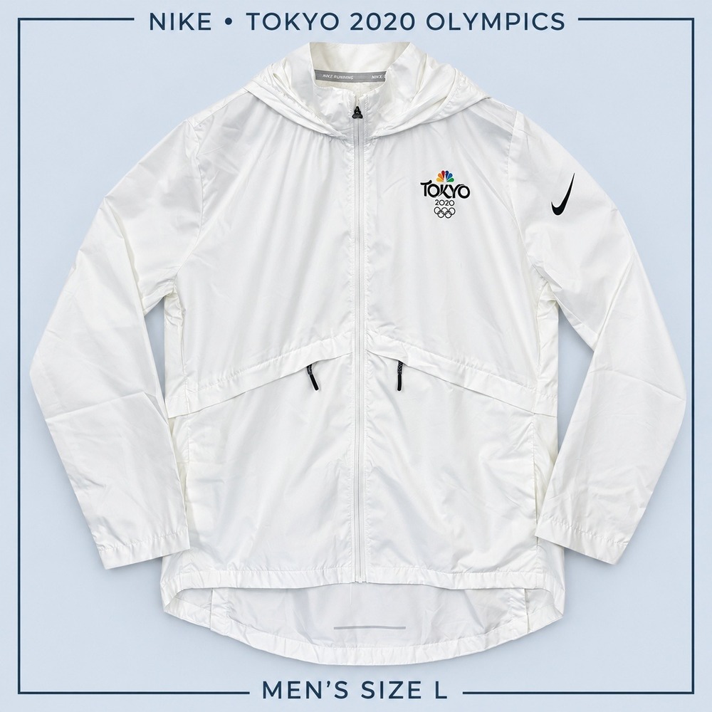 Nike Tokyo 2020 Olympics Jacket Womens L White Running Windbreaker Hooded